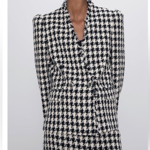 💕 Zara Tweed Houndstooth Blazer S 💕 - Picture 16 of 16